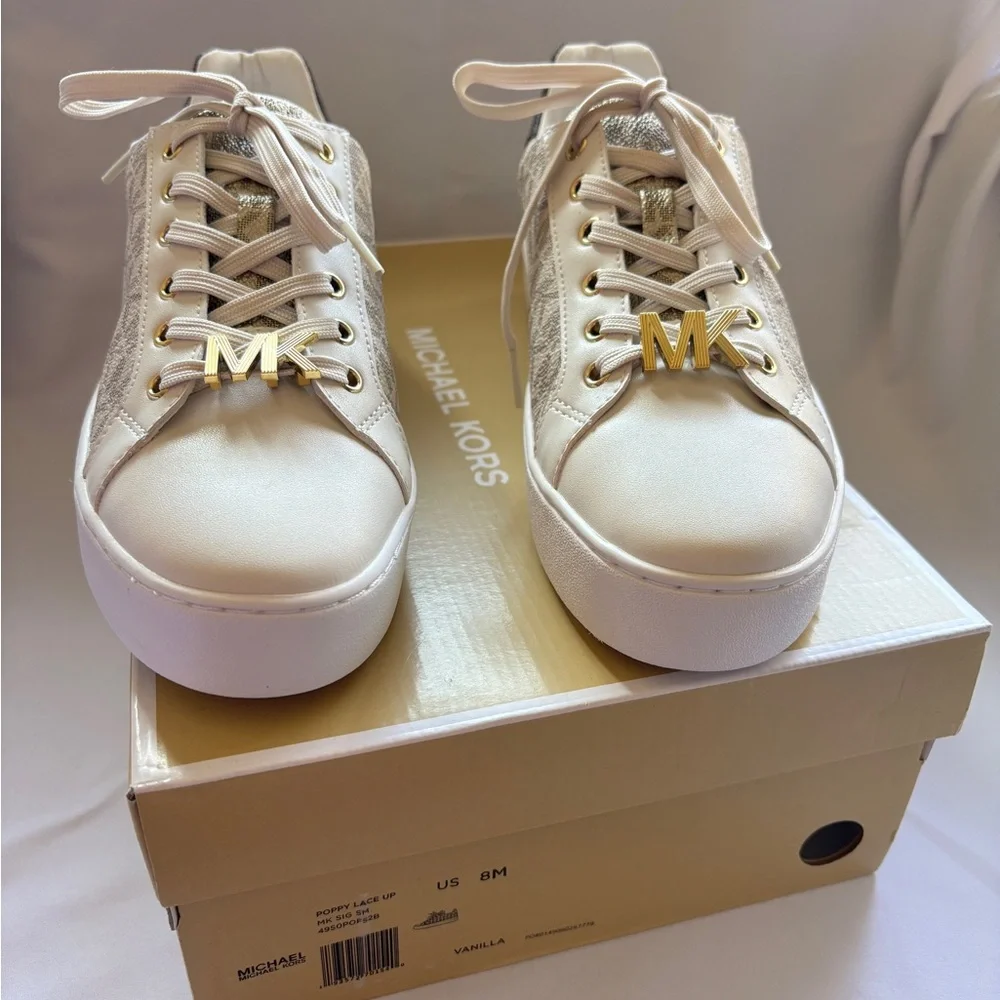 Michael Kors Poppy Lace Cream Sneaker - Picture 2 of 11